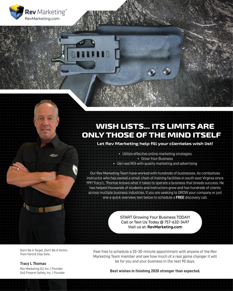 The Rev Marketing Team builds long lasting relationships with the firearms industry while developing a marketing plan and strategies to enhance growth online and in communities around servicing the firearms industry.